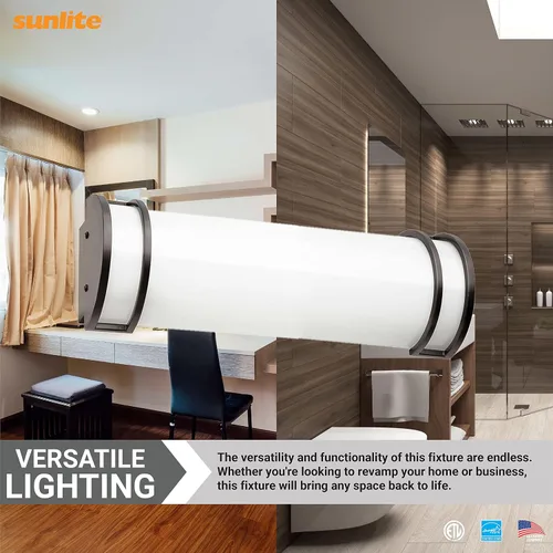 Miniatura 4 de Sunlite 81371 Lámpara LED de tocador de medio cilindro de 24 pulgadas, 25 vatios (equivalente a 150 W), 2200 lúmenes, 3 CCT ajustable 3000K-5000K