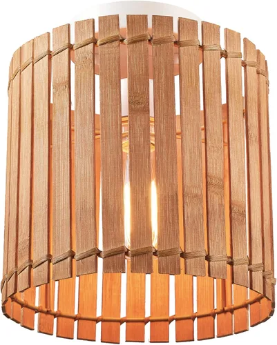 Miniatura 8 de Globe Electric 65898 Lámpara de techo empotrada de 1 luz, blanco mate, pantalla de bambú natural