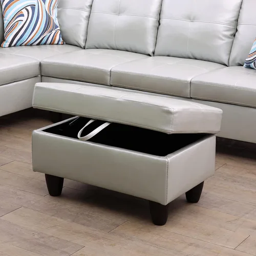 Miniatura 5 de A Ainehome Otomana, moderna otomana de cuero para sala de estar, apartamento y espacio pequeño (tamaño: 28.5 x 19 x 17.5 pulgadas de alto, A-negro)