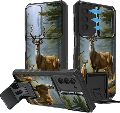 Miniatura 874 de Funda para Samsung Galaxy S22 Ultra 5G, Galaxy S22 Ultra con cubierta de cámara deslizante, funda resistente de doble capa con función atril Black