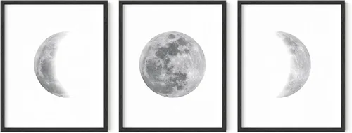 Miniatura 17 de HAUS AND HUES Fases de la Luna - Decoración de pared – Juego de 5 impresiones artísticas de fases lunares, carteles celestiales, 8 x 10 pulgadas sin