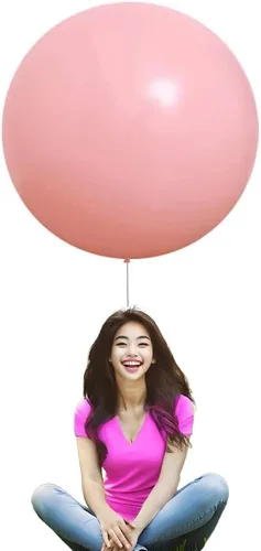 Miniatura 10 de IN-JOOYAA Globos redondos grandes de 36 pulgadas, paquete de 5 globos de látex gigantes de color rosa intenso para decoraciones de fiestas Amarillo