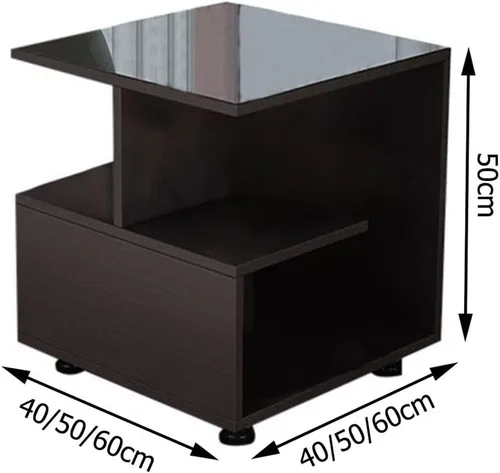 Miniatura 2 de Mesa auxiliar cuadrada de 3 niveles con estantes de almacenamiento, mesa auxiliar moderna para el hogar, sala de estar, dormitorio