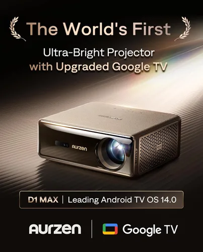 Miniatura 8 de Aurzen EAZZE D1 MAX - Proyector inteligente Google TV compatible con 4K, ultra brillante, 1000 lúmenes ANSI, tecnología MEMC, totalmente automático