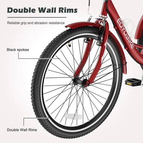 Miniatura 4 de ABORON Triciclo para adultos, bicicleta de 3 ruedas para adultos, triciclo para adultos, llantas de doble pared, triciclo para mujeres y hombres