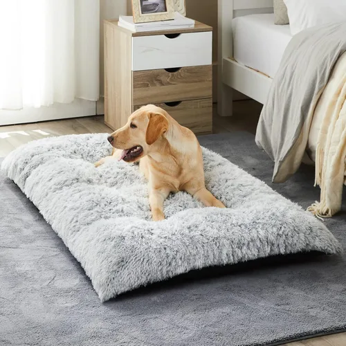 Miniatura 7 de BFPETHOME Camas para perros grandes, cama de felpa para perros, mullida y acogedora, para dormir y aliviar la ansiedad, alfombras lavables para Rosa