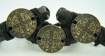 Miniatura 7 de CB - Pulsera de cuero de San Benito 3 unidades talla S M L tono bronce