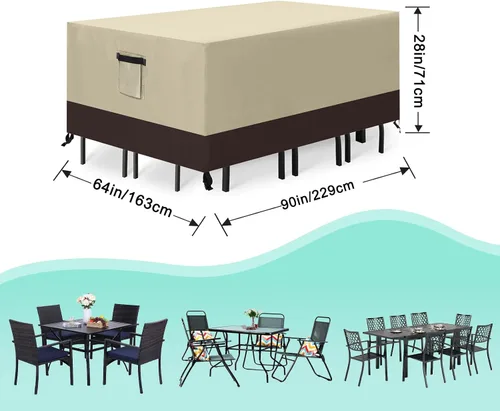 Miniatura 2 de ABCCANOPY Cubierta de Mesa Rectangular Cubierta de Mesa Universal Cubierta de Silla para Exteriores Impermeable y a Prueba de Polvo Resistente al
