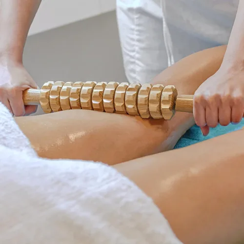 Miniatura 3 de Herramientas de rodillo de masaje de terapia de madera curva, drenaje linfático, masaje de celulitis y rodillo muscular de madera para cintura