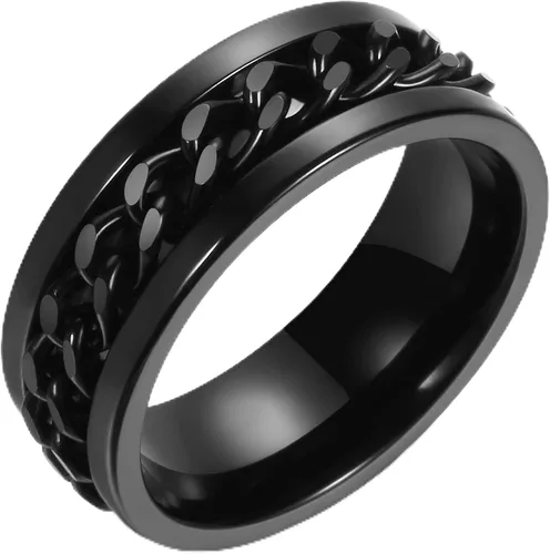 Miniatura 13 de Anillo giratorio giratorio de acero inoxidable 316L de 0.316 pulgadas para hombres y mujeres, cadena para aliviar la ansiedad, llave griega, runas