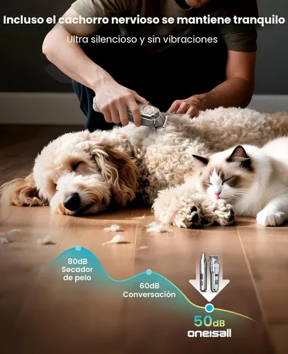 Miniatura 4 de oneisall - Cortaúñas para perros para el aseo de abrigos gruesos/pesados, kit de aseo para perros 4 en 1 de bajo ruido con hoja de acero inoxidable