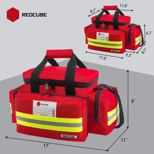Miniatura 2 de REDCUBE Bolsa de emergencia – Bolsas de primeros auxilios vacías – Bolsa de primeros auxilios para traumas, kit profesional de múltiples Rojo