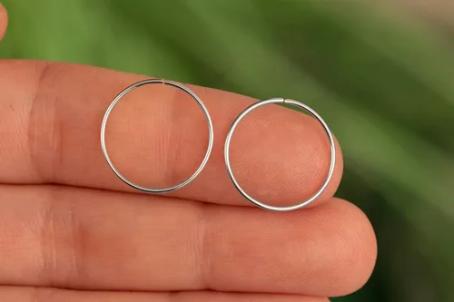 Miniatura 81 de Aretes de aro de oro de plata – Aretes de aro para mujer, dos piezas de aros de plata fina rellenos de oro, aro de hélice, anillo de tragus, aro