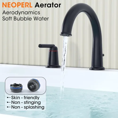 Miniatura 3 de WT-9808BK WT-9808BK - Kit de ajuste para grifo de bañera con ducha de mano y válvula de montaje en cubierta de 4 agujeros de alto flujo clásico