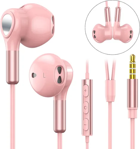 Miniatura 2 de Auriculares con cable, auriculares intrauditivos con cable, auriculares de medio oído, conector de 0.138 in, auriculares con cable con micrófono