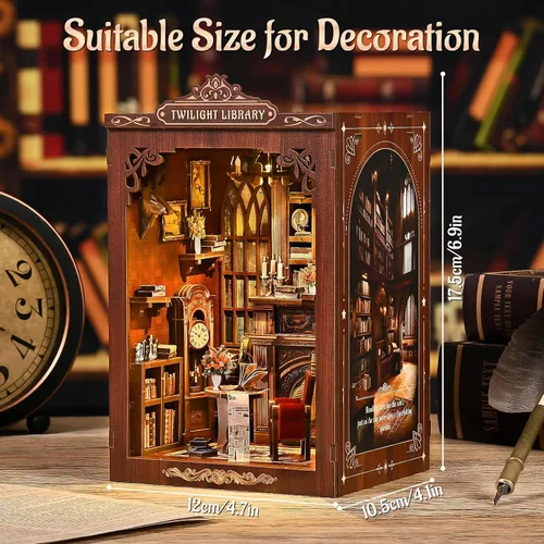 Miniatura 2 de KERNOWO Kit de Rincón de Libros, Rompecabezas de Madera 3D DIY para Adultos, Adolescentes y Principiantes, Kit de Casa Miniatura en Miniatura