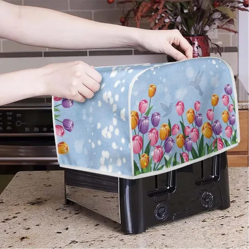 Miniatura 3 de Cubierta para tostadora de flores coloridas de 2 rebanadas de ranura ancha, a prueba de polvo, protectores de huellas dactilares y protección contra