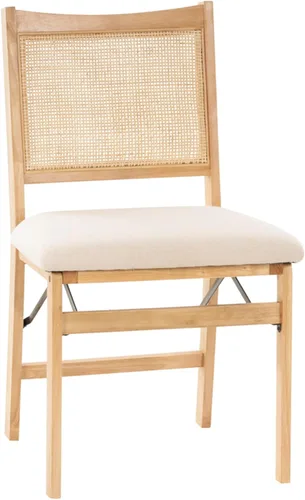 Powell Kasi Silla Lateral de Comedor Plegable de Caña de Ratán Beige, Natural