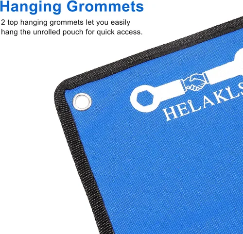 Miniatura 3 de Bolsa Organizadora Enrollable de 10 Bolsillos para Llaves y Herramientas, Organizadores de Herramientas de Lona Resistente en Azul