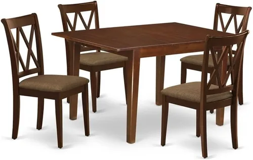 Miniatura 9 de East West Furniture MLCL3-MAH-C - Juego de muebles de comedor de 3 piezas que contiene una mesa rectangular de madera con hoja de mariposa y 2