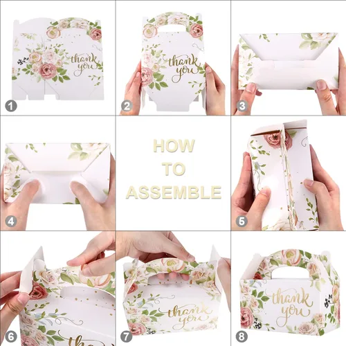Miniatura 7 de Paquete de 24 cajas de regalo de fiesta, cajas de dulces de agradecimiento de papel de aluminio dorado para bodas, despedidas de soltera, cajas