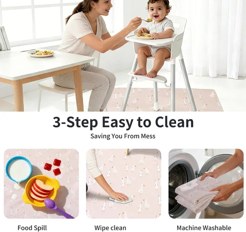 Miniatura 5 de Tapete de salpicaduras para debajo de la silla alta, artes/manualidades, tapete lavable para derrames de bebé, impermeable, antideslizante, tapete