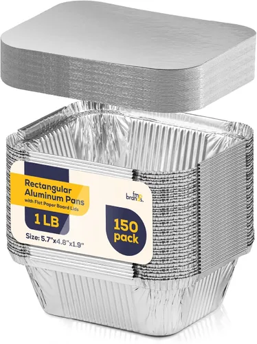Miniatura 8 de Fit Meal Prep Paquete de 100 sartenes pequeñas de papel de aluminio de 1 libra con tapas, recipientes desechables para alimentos con tapas