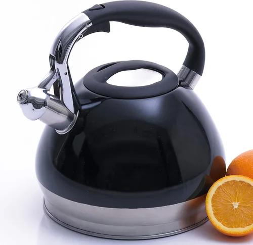 Miniatura 9 de Creative Home Triumph - Hervidor de té silbante de acero inoxidable, 3.5 cuartos de galón, tetera negra Base encapsulada de triple capa, mango