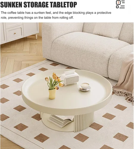 Miniatura 4 de Mesas de centro para sala de estar, mesa de centro para sala, mesa de centro redonda negra, mesa de grano para espacios pequeños mesa de centro