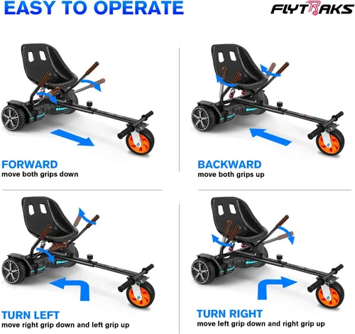 Miniatura 10 de Flytraks K2 Go Kart - Scooter autoequilibrante con absorción de impactos traseros, accesorio de asiento de scooter de equilibrio para neumáticos