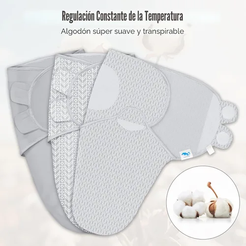 Miniatura 2 de SWEET DOLPHIN Paquete de 3 sacos de dormir envolventes para bebé - Manta envolvente para recién nacido con algodón suave - Envoltura ergonómica