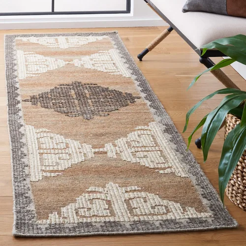 Miniatura 9 de SAFAVIEH Kenya Collection - Alfombra decorativa de 3 x 5 pies, marrón y carbón, lana tribal anudada a mano, ideal para zonas de alto tráfico