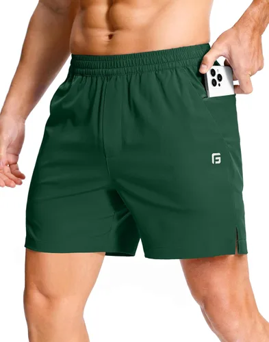 Miniatura 38 de GGJ Pantalones cortos deportivos ligeros para hombre con 2 bolsillos con cremallera de 7/5/9 pulgadas, pantalones cortos de tenis de secado rápido
