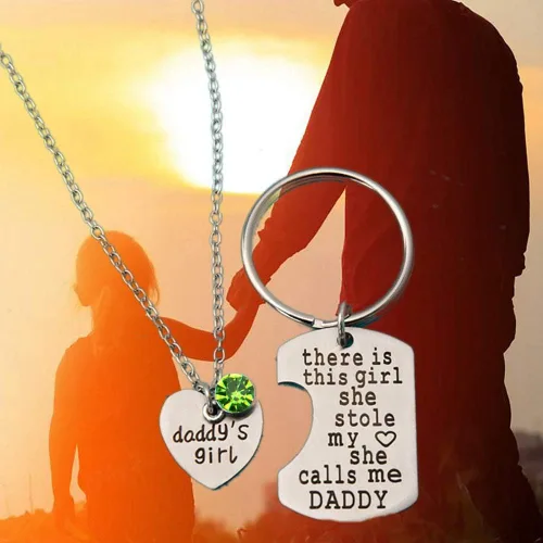 Miniatura 2 de Zimoxuan - Juego de collar de cumpleaños para niña con texto en inglés "Daddys Girl", con texto "There is This Girl she she Stole My Heart She Calls