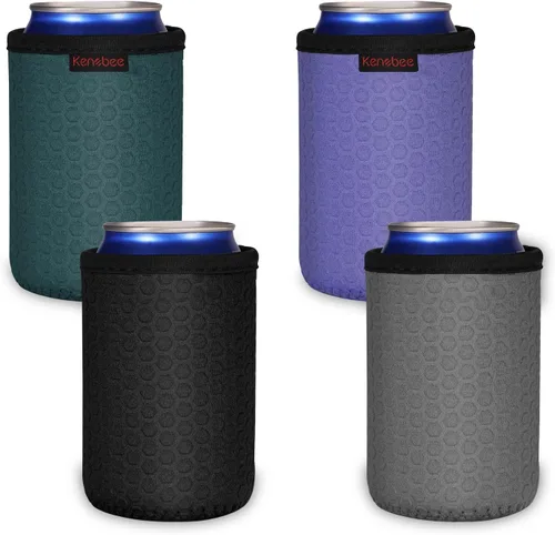Miniatura 7 de Paquete de 4 Fundas Enfriadoras para Latas Delgadas de 12oz, Suaves Aisladas Reutilizables Antideslizantes de Neopreno Portavasos Cubiertas