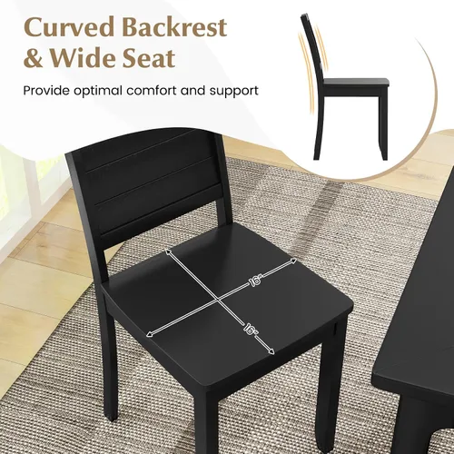 Miniatura 6 de Giantex Juego de 4 sillas de comedor de madera, sillas de cocina modernas con patas de madera de goma, respaldo curvo, silla de comedor de granja