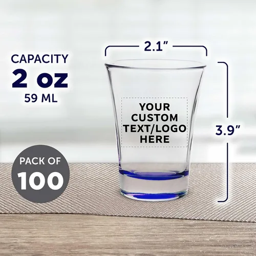 Miniatura 5 de Vasos de chupito personalizados de 2 onzas, juego de 100, paquete personalizado a granel, ideal para bodas, fiestas, cumpleaños, regalos, color azul