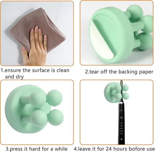 Miniatura 4 de Soporte de silicona para cepillos de dientes, ganchos autoadhesivos, ganchos de pared de silicona, gancho multifunción, impermeable, autoadhesivo