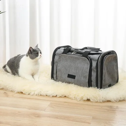 Bolsa transportadora para mascotas para gatos pequeños y medianos y perros de hasta 26 libras, marco de acero, transportador para gatos orientado a
