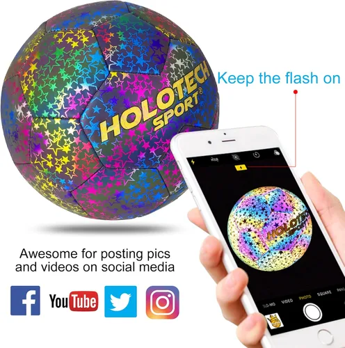 Miniatura 3 de WTOPSBO - Balón de fútbol tamaño 4/5, pelota de fútbol holográfica reflectante brillante, pelotas de fútbol de cuero PU brillante