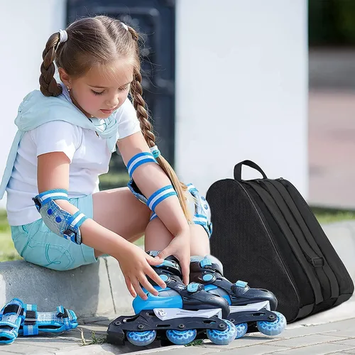 Miniatura 7 de Bolsa unisex para patinaje sobre hielo con correa ajustable para el hombro, bolsa de almacenamiento de zapatos de patinaje de tela Oxford