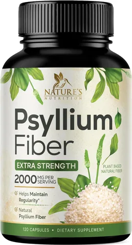 Miniatura 11 de Polvo de cáscara de psyllium de 2000 mg por porción, suplemento de fibra de psyllium extra fuerte, píldoras de fibra soluble natural, apoya