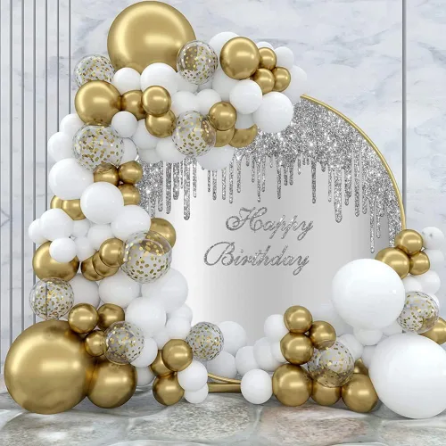 Miniatura 2 de Telón de fondo redondo dorado de 3 x 3 pies, lujoso telón de fondo de fotografía dorado brillante para niñas y mujeres, decoración de fiesta