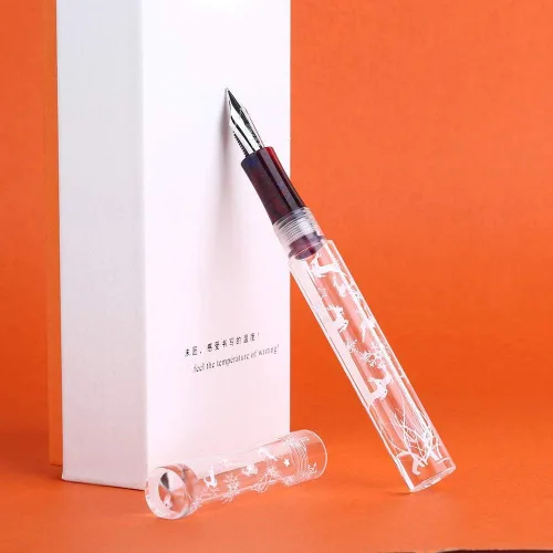 Miniatura 8 de Copo de nieve versión de Navidad C1 Eye Dropper Relleno Pluma Estilográfica Totalmente Transparente Gran Capacidad Almacenamiento de Tinta con Caja