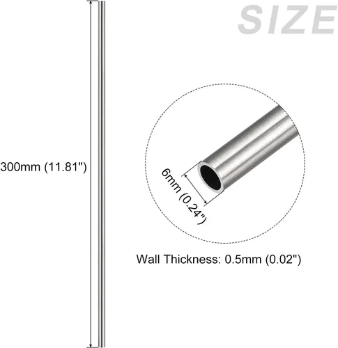 Miniatura 2 de METALLIXITY Tubo de acero inoxidable 304 (0.236 in de diámetro x 0.020 in de pared T x 11.811 in de largo), 2 piezas, tubo recto - para muebles