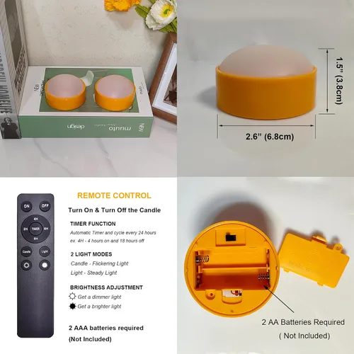 Miniatura 2 de iZAN Luces LED de calabaza a pilas con control remoto y temporizador, velas parpadeantes brillantes sin llama para decoración del hogar, fiesta