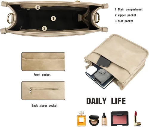 Miniatura 4 de KOGTLA Bolsos cruzados de cuero Hobo con correa de guitarra para mujer