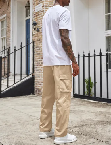 Miniatura 9 de COOFANDY Pantalones cargo casuales para hombre, pantalones deportivos de algodón con cordón