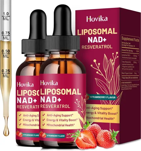 Miniatura 12 de Suplemento NAD liposomal - 1200mg de NAD+ en gotas líquidas para mujeres y hombres con resveratrol, extracto de pimienta negra - Apoyo