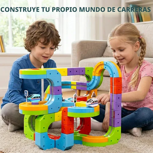 Miniatura 5 de klick - Juego de tren eléctrico de raíles 3D con pista de carreras mágica flexible para niños de 3, 4, 5, 6, 7, 8 años, pista de carreras de autos